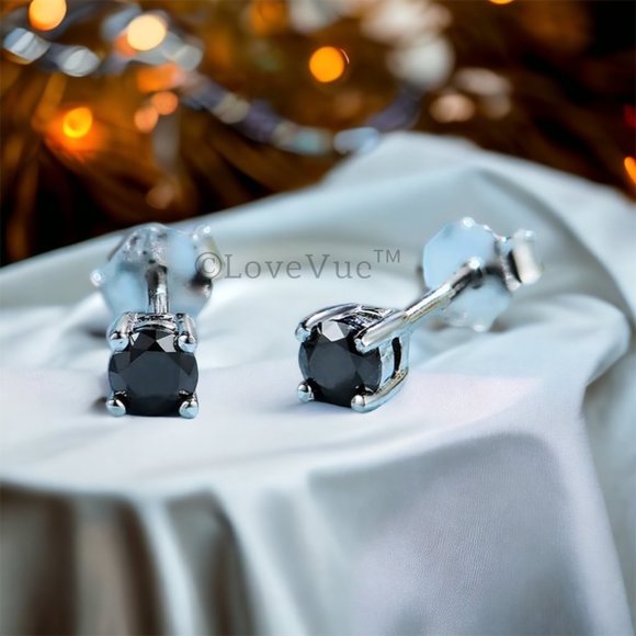 0.30ct. t.w. Black Diamond Solitaire Dainty Earrings VVS1,All Products : American Fashion Style Bags On Sale